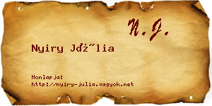 Nyiry Júlia névjegykártya